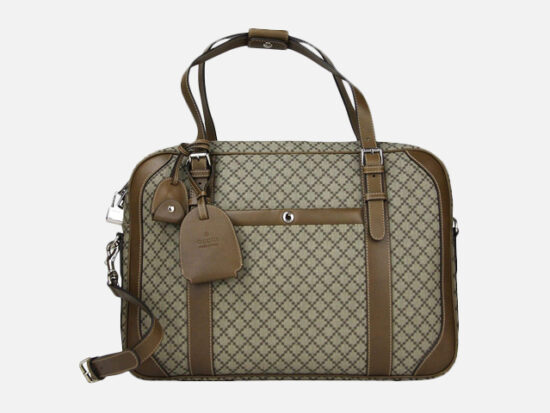 Gucci Unisex Briefcase Beige/Brown Diamante Leather.