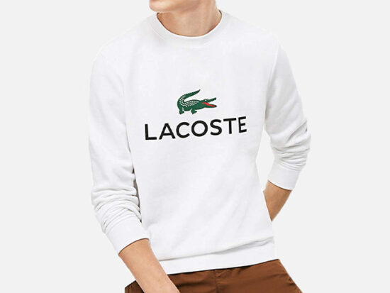 Lacoste Men's Long Sleeve Graphic Croc Brushed Fleece Jersey Sweatshirt.