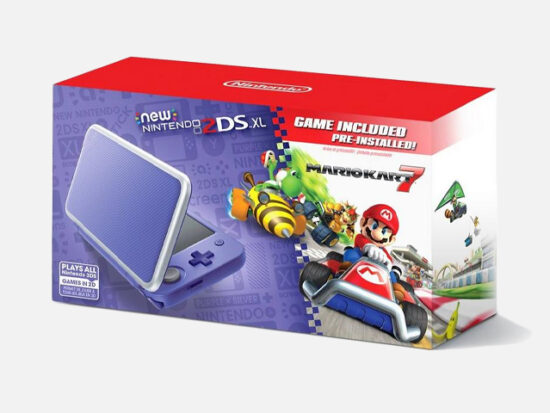 Nintendo 2DS XL Purple and Silver Mario Kart 7 Bundle.