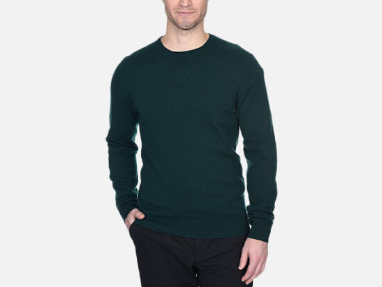 State Fusio Men's Basic Crewneck Sweater Cashmere Merino Wool Long Sleeve Pullover.