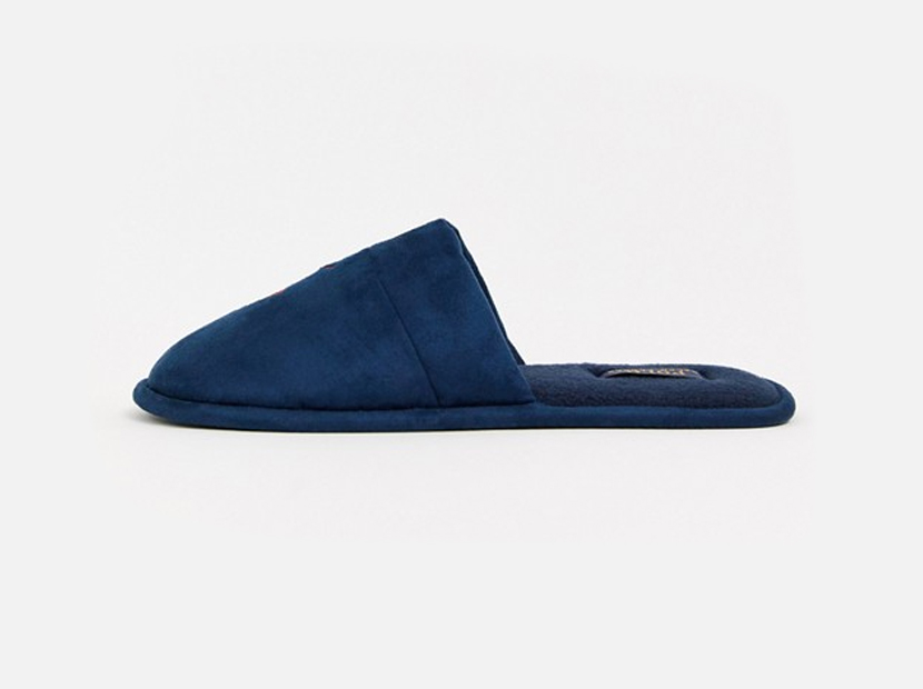 Ralph Lauren Sunday scuff slip on slipper in navy.