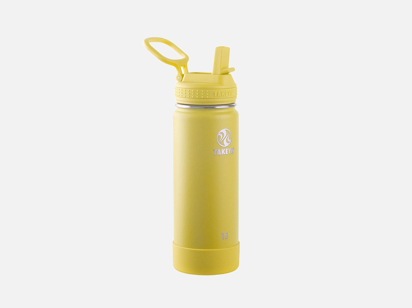 Takeya Actives Insulated Water Bottle w/Straw Lid, Canary, 18 Ounces.